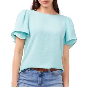 Vince Camuto Blouse Women's Size Medium Scoop Neck Tulip-Sleeve Mint Green